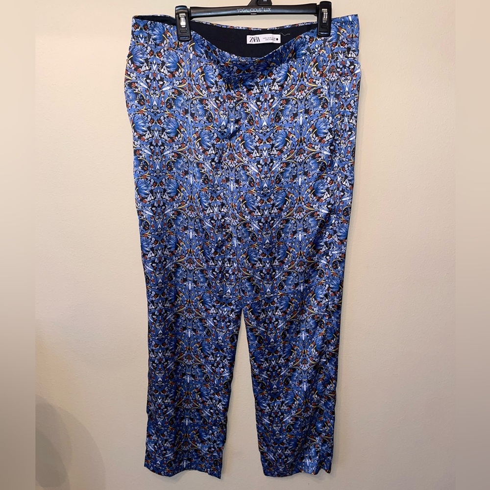 Zara Blue and Brown Patterned Trousers
